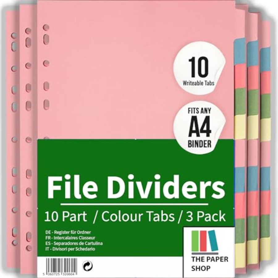 Tab Divider A4 - 3 Pack] Binder Dividers with Tabs