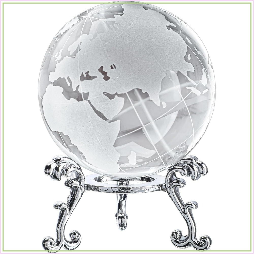 Paper Weight Crystal - 60mm Crystal Earth Globe Paperweight with
