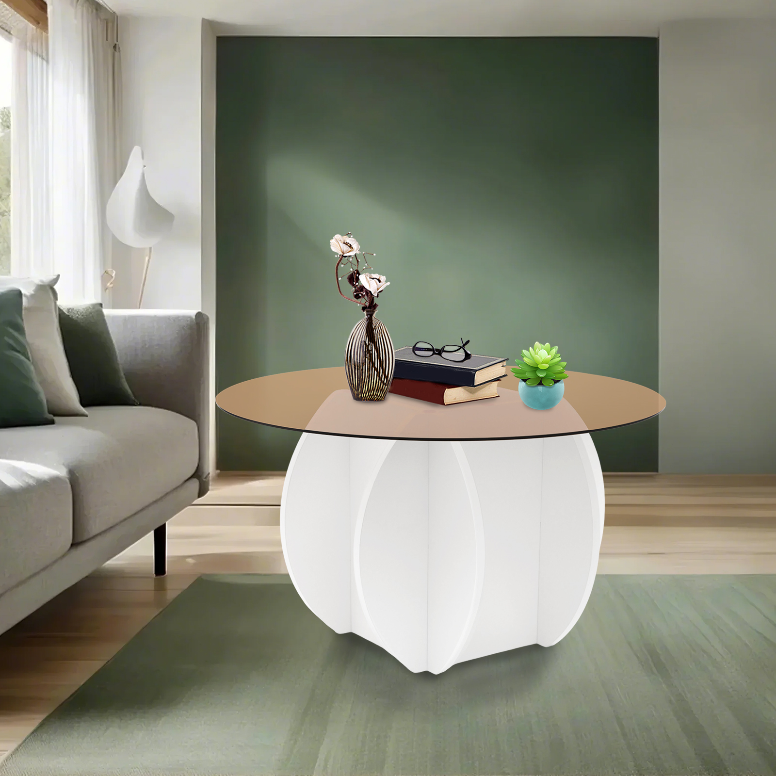 Modern Round Coffee Table 27.6 - Book Weight Glass avaliação e preço