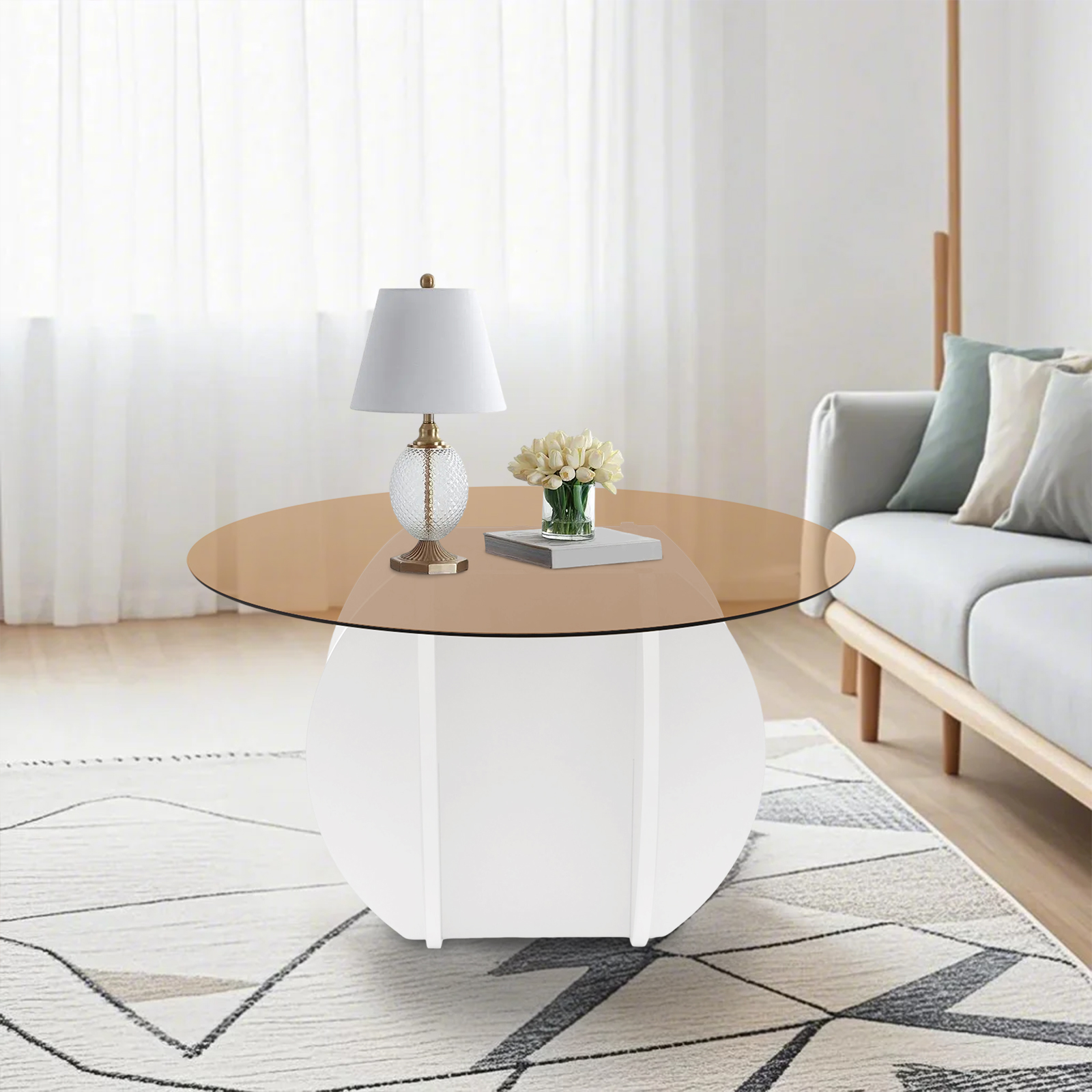 Modern Round Coffee Table 27.6 - Book Weight Glass avaliação e preço