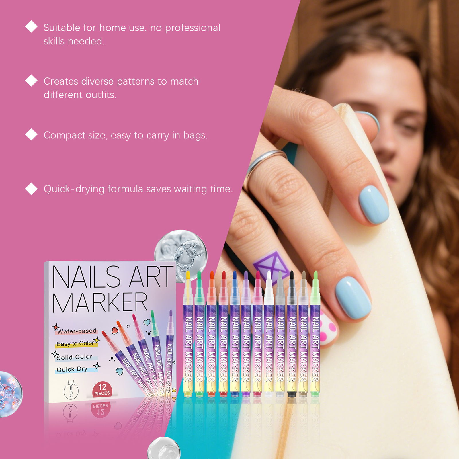 12Pcs Nail Art Pens With Fine  - Correction Pen Fine avaliação e preço