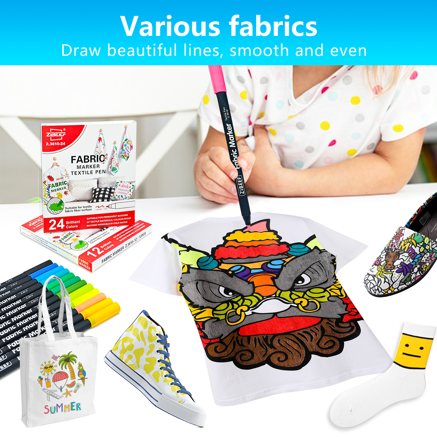 12/24 Color Fabric Markers-Fin - Correction Pen Fine avaliação e preço