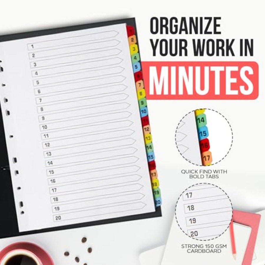Binder Dividers with Tabs -20  - Tab Divider A4 avaliação e preço