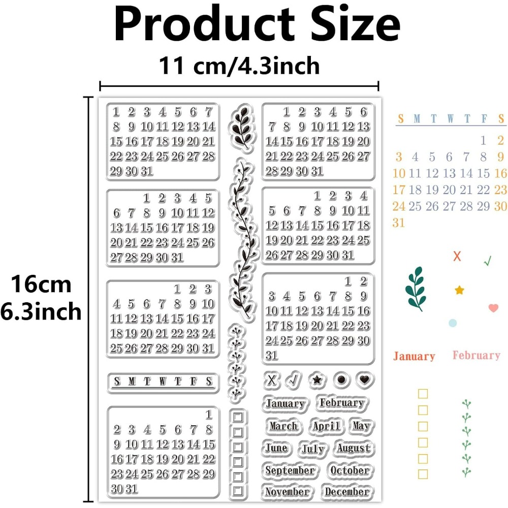 Calendar Clear Stamps Sheets R - Rubber Date Stamp avaliação e preço