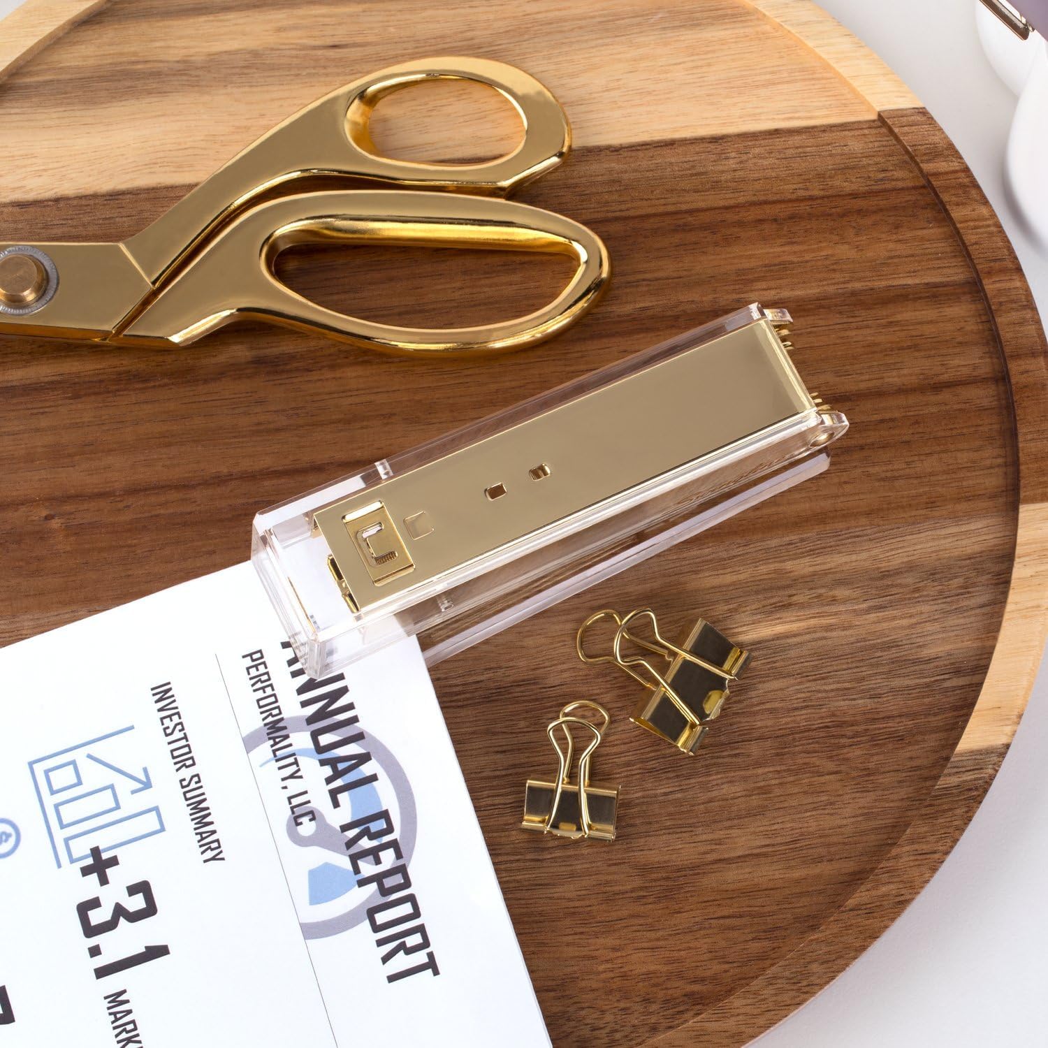 Compact Acrylic Gold Stapler,  - Stapler Half Strip avaliação e preço