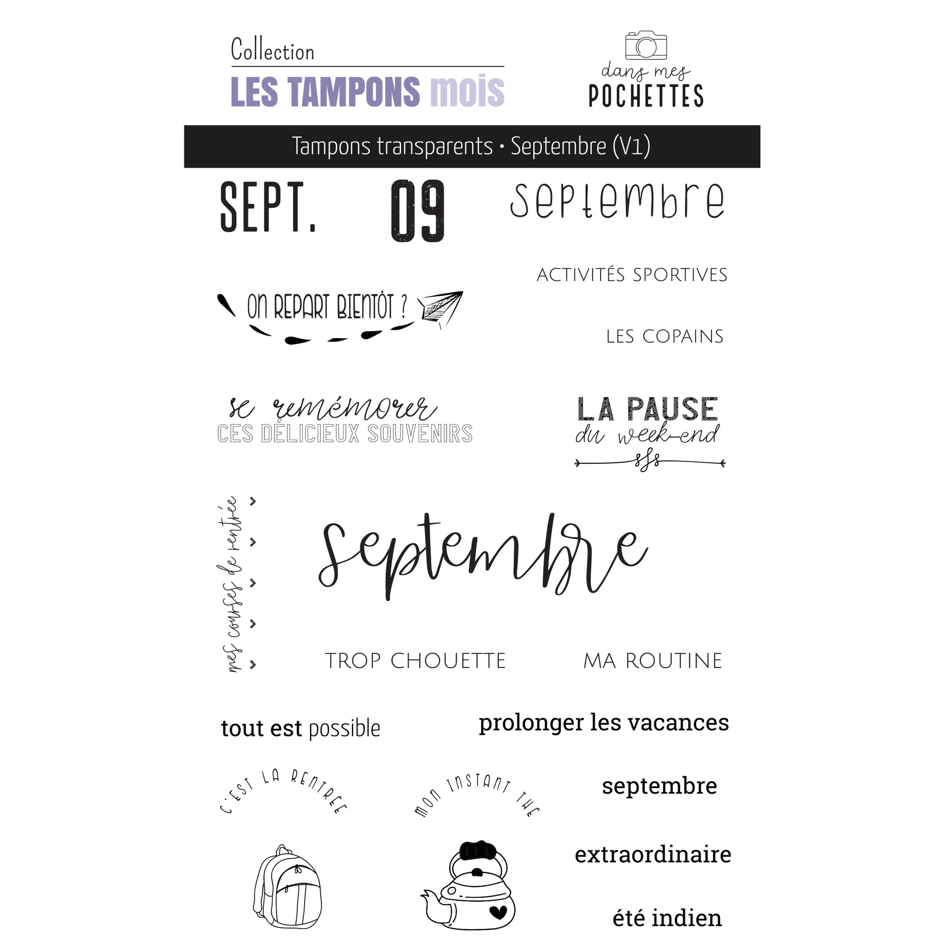French Month Themed Clear Stam - Rubber Date Stamp avaliação e preço