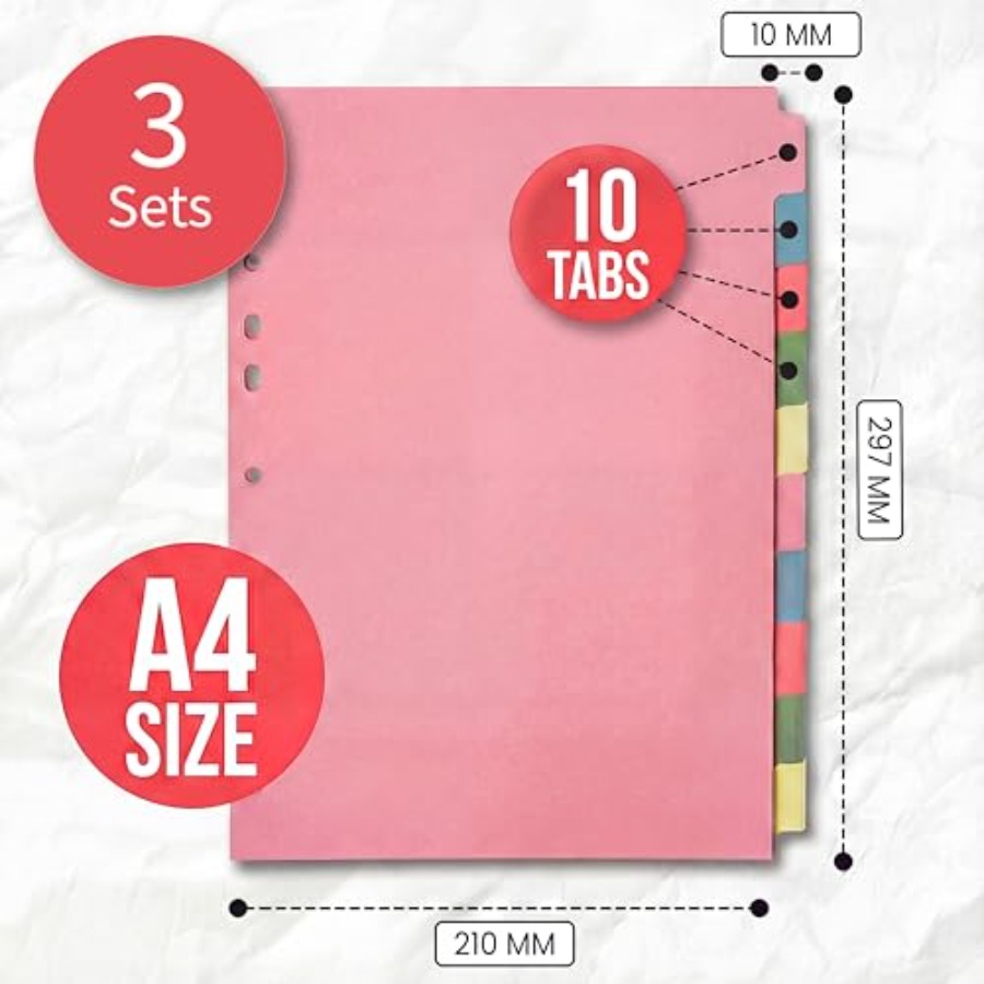 3 Pack] Binder Dividers with T - Tab Divider A4 avaliação e preço