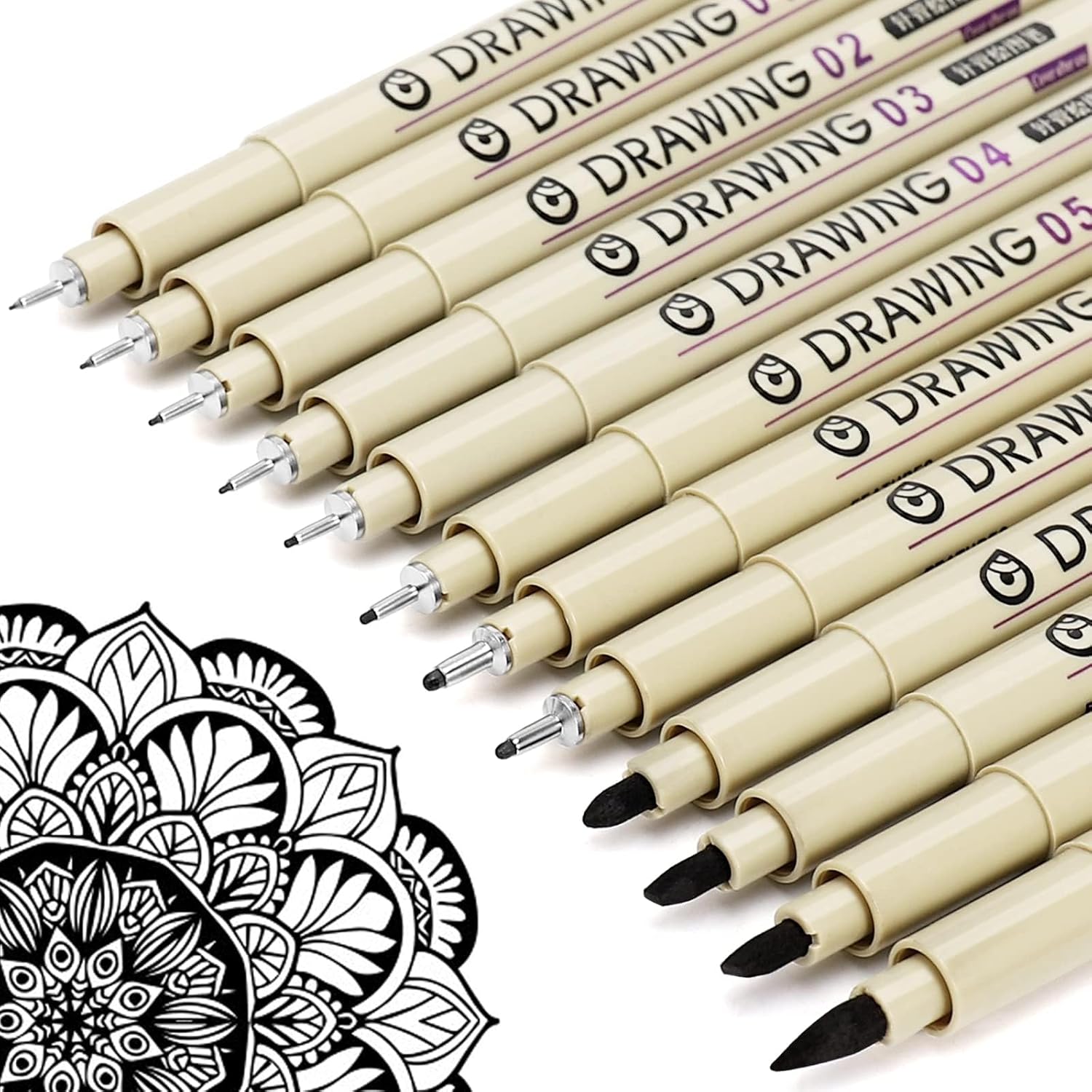 12 Black Fine Line Drawing Pen - Archive Box Set avaliação e preço