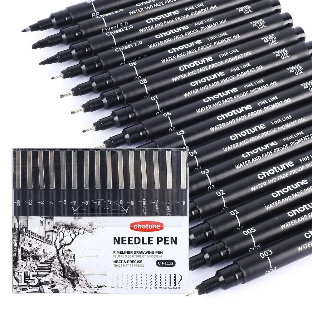 Black Micro Pens,15 Sizes,Wate - Archive Box Set avaliação e preço