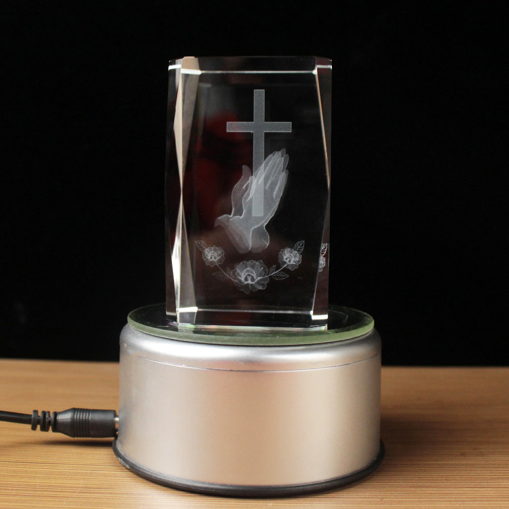3D Laser Crystal Religious Cub - Paper Weight Crystal avaliação e preço