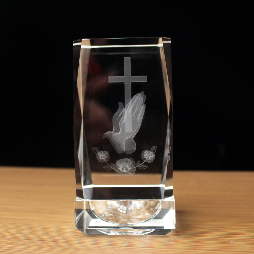 3D Laser Crystal Religious Cub - Paper Weight Crystal avaliação e preço