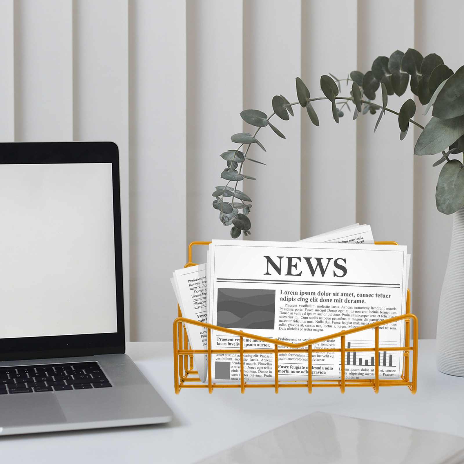 1Pcs Electroplated Metal Stora - Magazine Holder Rack avaliação e preço