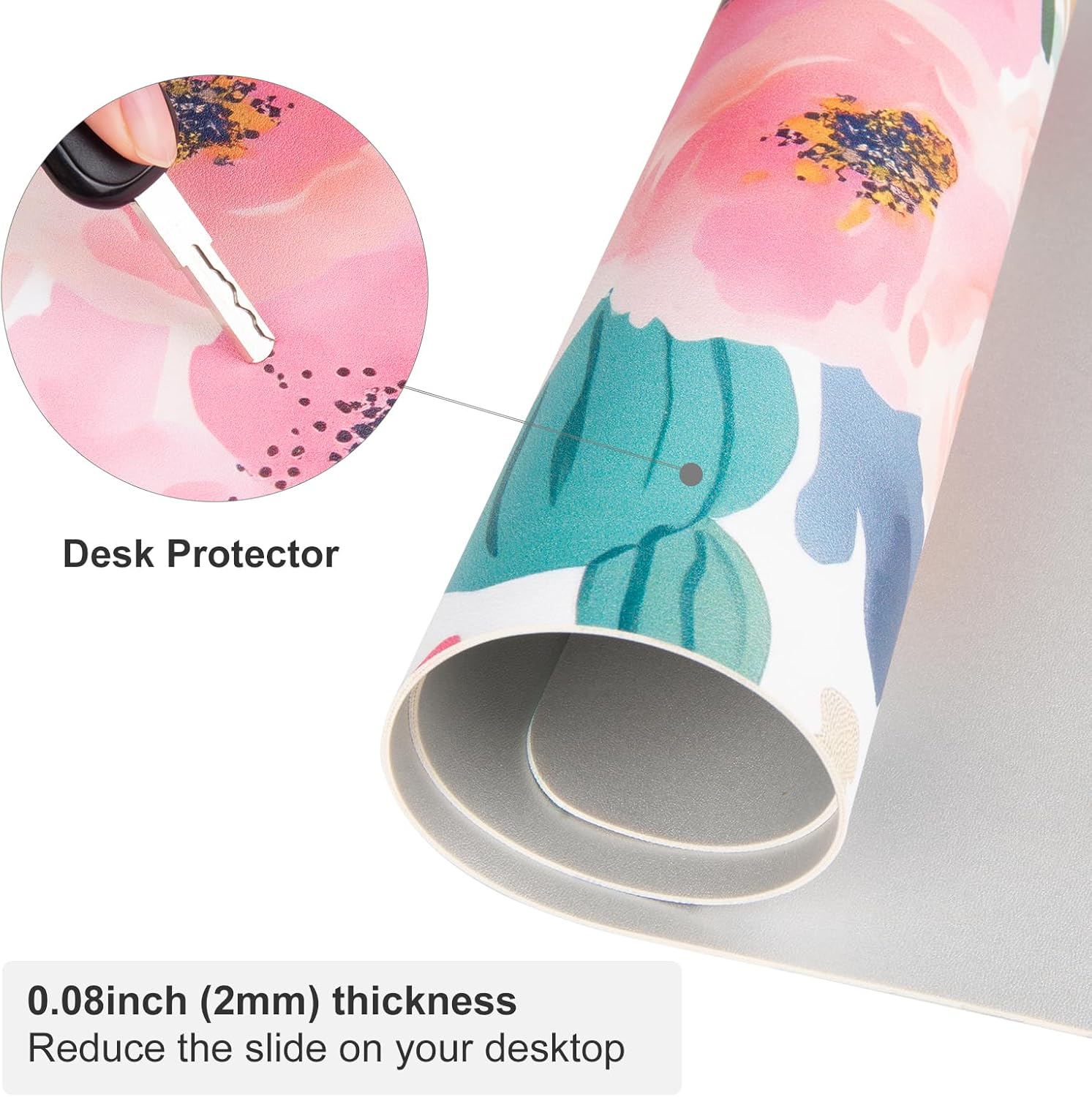 Large Mouse Pad Pink Floral De - Leather Desk Pad avaliação e preço